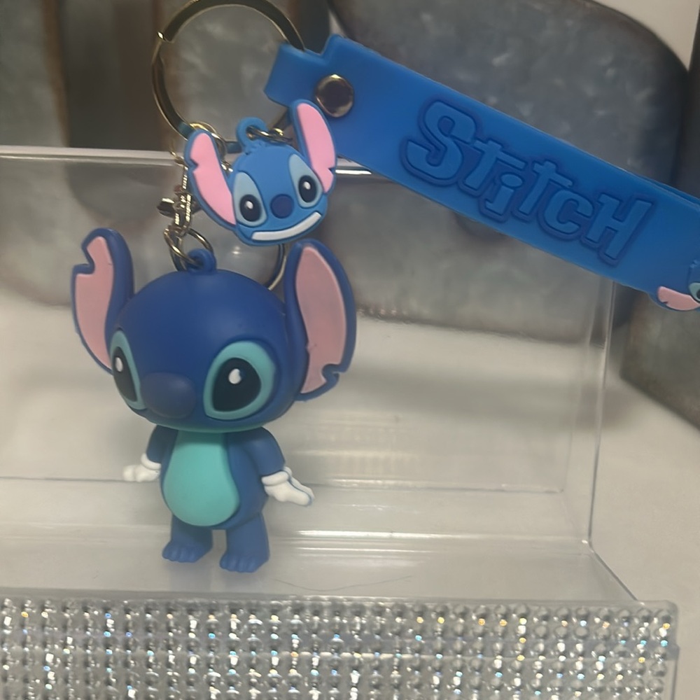 Stitch Keychain Bag charm with Blue and Pink Accents